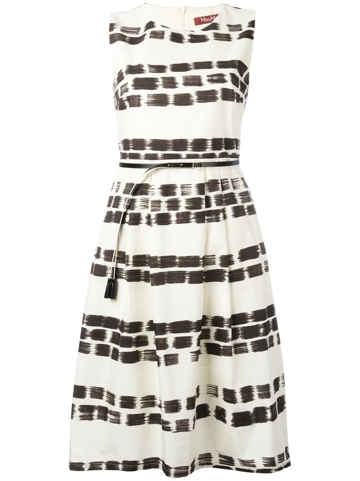 Max Mara Studio Brushstroke Print Dress, Women's, Size: 40, Nude/neutrals, Cotton/cupro