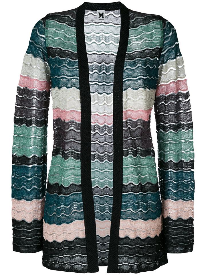 M Missoni - Knit Wave (blue) Panel Cardigan - Women - Polyamide - 44, Polyamide