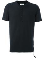 Maison Margiela Button Down Henley T- Shirt, Men's, Size: 48, Black, Cotton