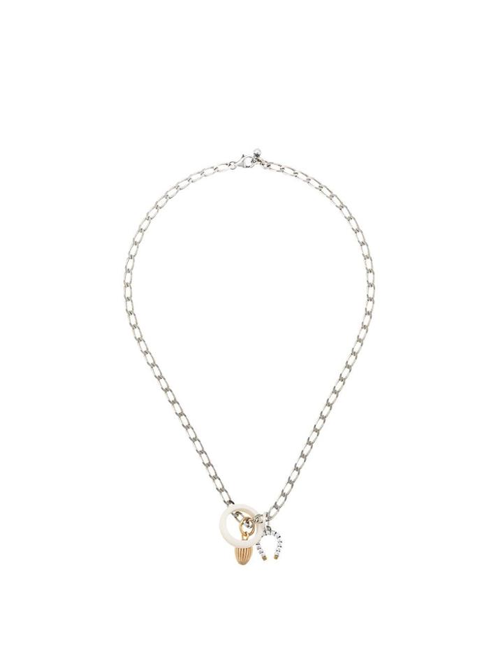 Bottega Veneta Three Charm Necklace - Metallic