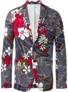 Dsquared2 Flower Print Jacket, Men's, Size: 50, Blue, Cotton/polyester/spandex/elastane/viscose