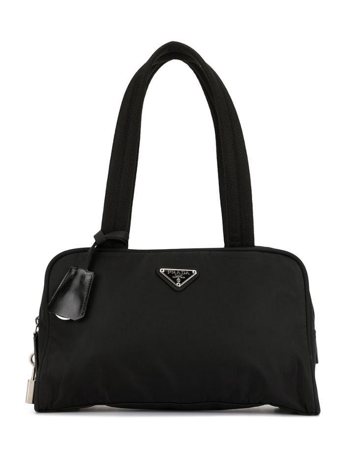 Prada Pre-owned Triangular Logo Plaque Shoulder Bag - Black
