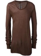 Rick Owens Long Length T-shirt, Men's, Size: Xs, Brown, Cotton