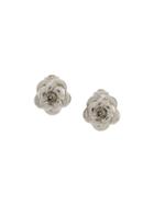 Chanel Vintage Camelia Clip Earrings - Silver
