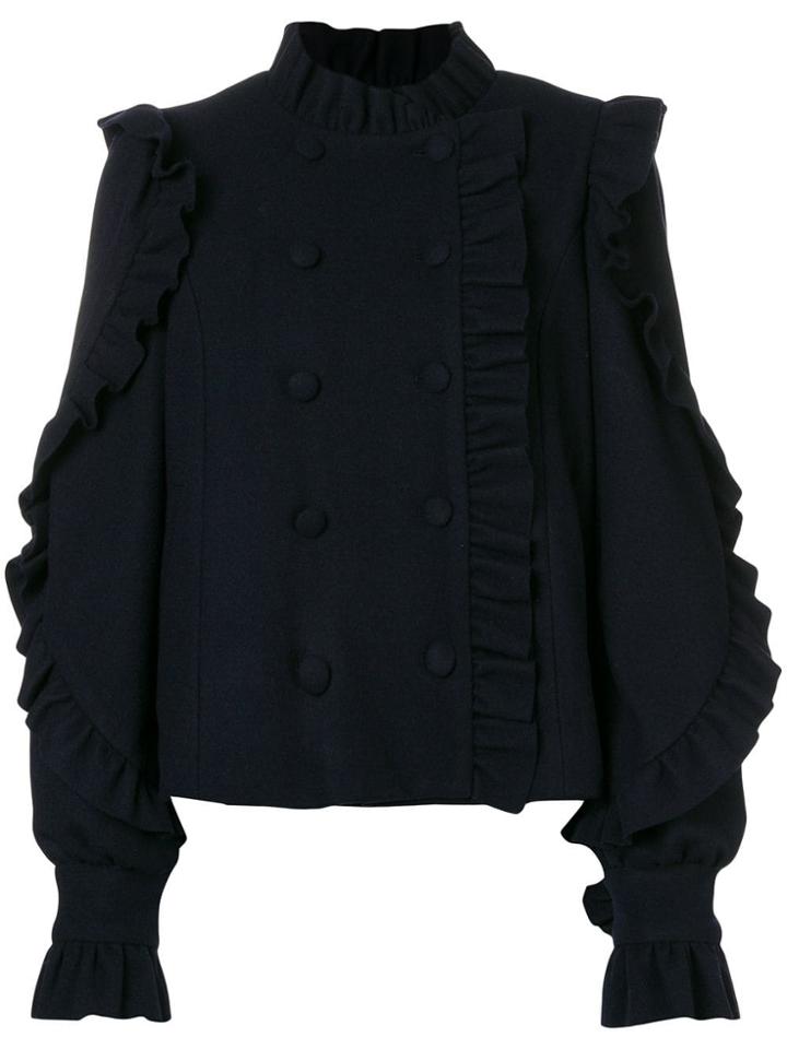 Ulla Johnson Ruffled Double-breasted Jacket - Blue
