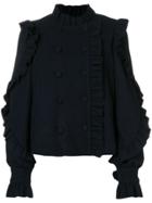 Ulla Johnson Ruffled Double-breasted Jacket - Blue