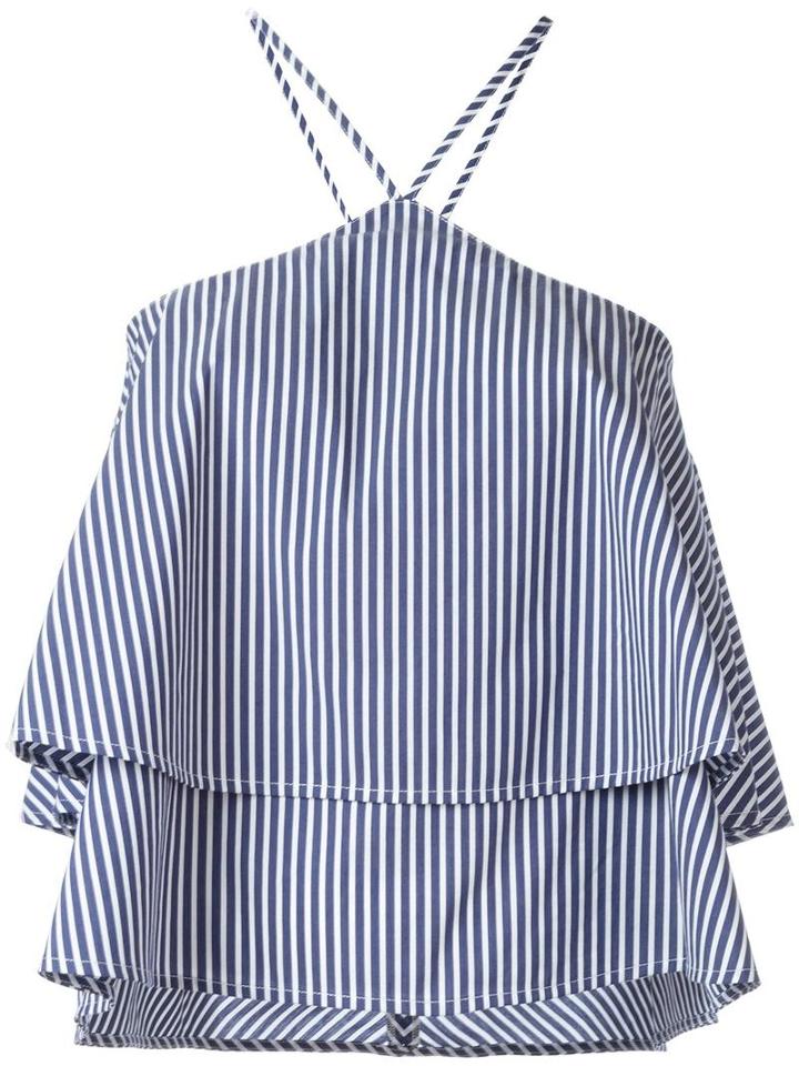 Dondup Striped Top, Women's, Size: 38, Blue, Cotton/nylon/spandex/elastane
