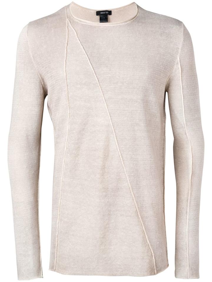Avant Toi Long-sleeve Fitted Sweater - Neutrals