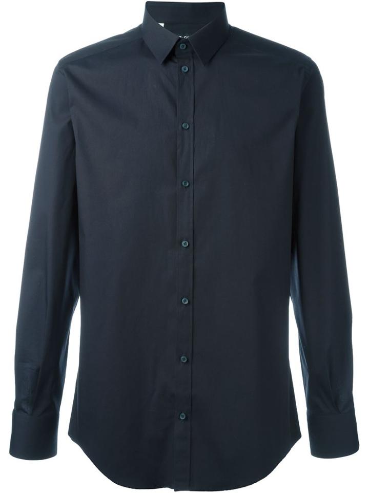 Dolce & Gabbana Classic Shirt, Men's, Size: 42, Blue, Cotton/spandex/elastane