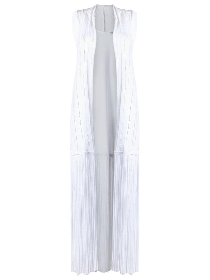 Martha Medeiros Long Sleeveless Jacket, Women's, White, Polyamide/viscose