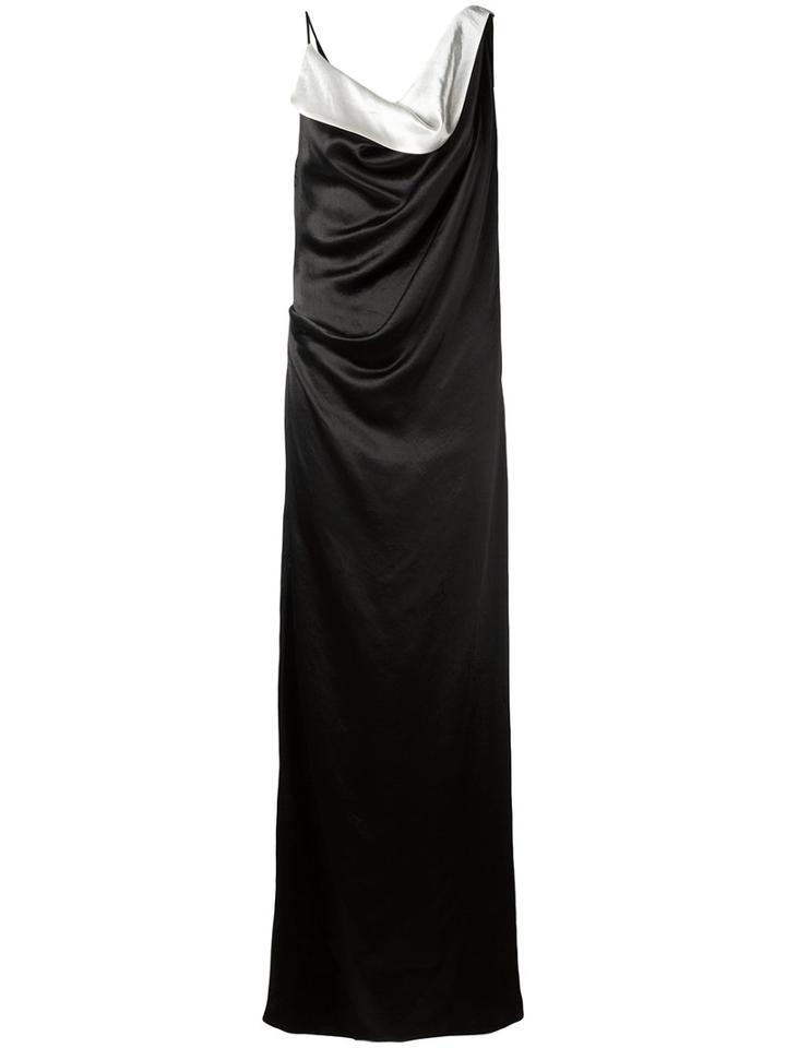 Lanvin - Contrast Cowl Neck Gown - Women - Acetate - 38, Women's, Black, Acetate