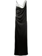 Lanvin - Contrast Cowl Neck Gown - Women - Acetate - 38, Women's, Black, Acetate