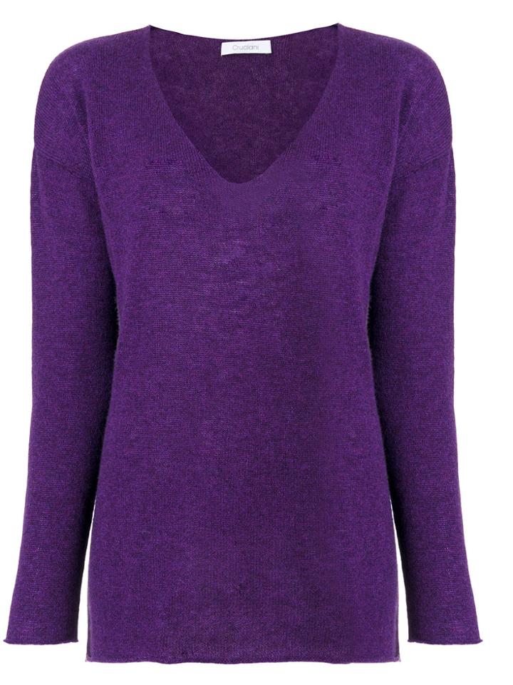 Cruciani V-neck Jumper - Pink & Purple