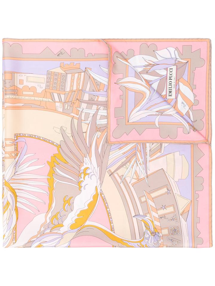 Emilio Pucci Printed Design Scarf - Pink & Purple