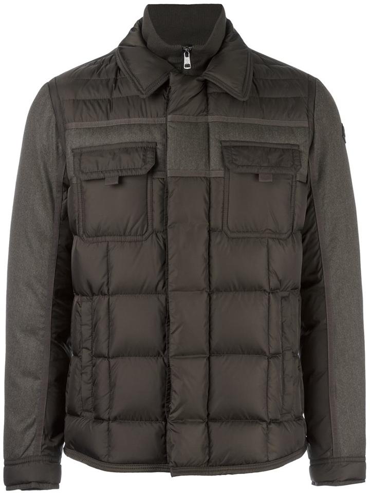 Moncler 'blais' Padded Jacket, Men's, Size: 4, Green, Feather Down/polyamide/wool