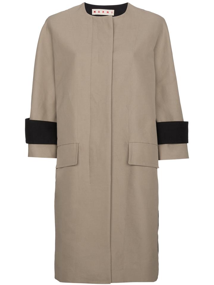 Marni Two Toned Single Breasted Coat - Nude & Neutrals