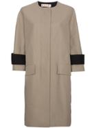 Marni Two Toned Single Breasted Coat - Nude & Neutrals