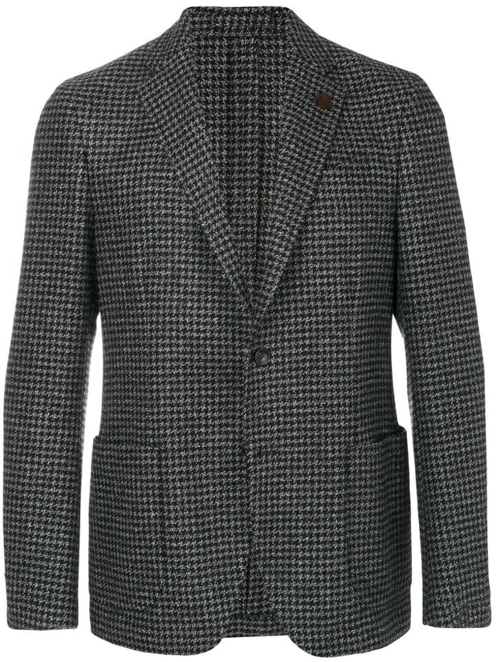 Lardini Houndstooth Pattern Blazer - Black