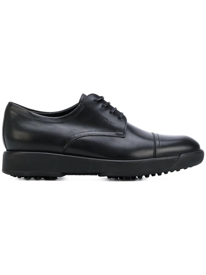 Salvatore Ferragamo Stitch Detail Derby Shoes - Black