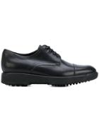 Salvatore Ferragamo Stitch Detail Derby Shoes - Black
