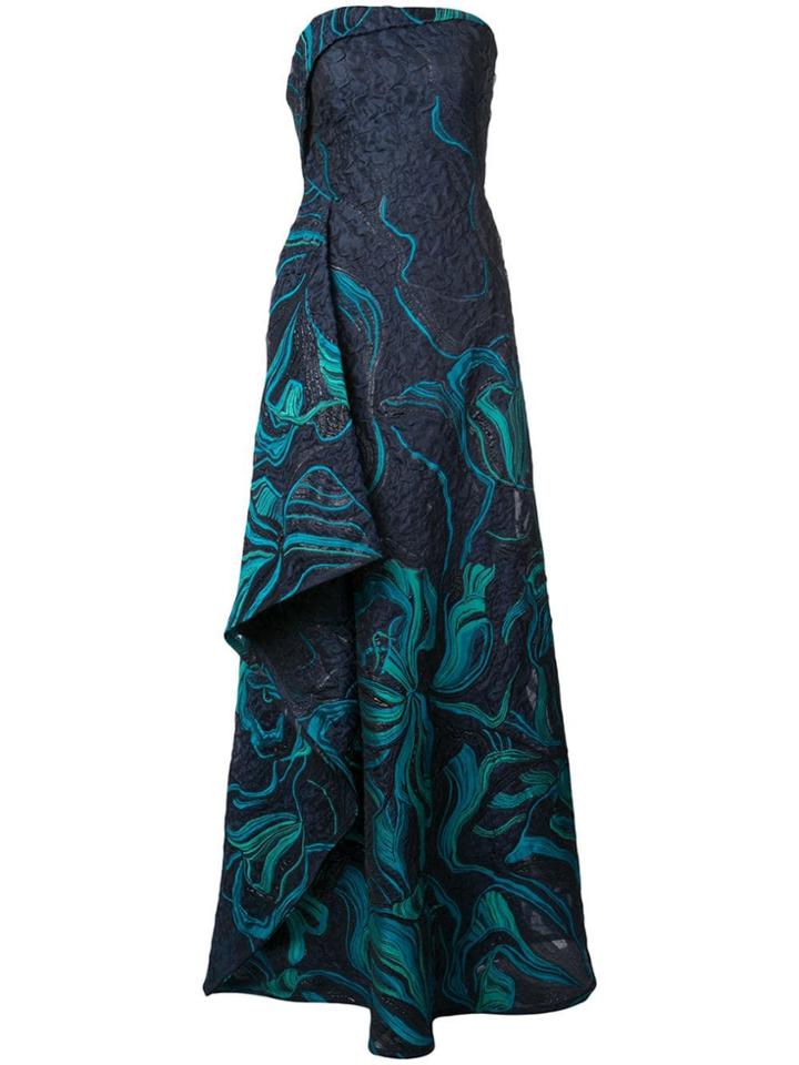 Rubin Singer Strapless Asymmetric Cloque Gown - Blue