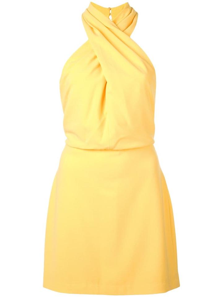 Halston Heritage Fitted Crossneck Dress - Yellow
