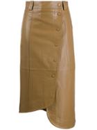 Ganni Asymmetric Wrap Midi Skirt - Brown