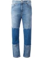 Love Moschino Patchwork Frayed Jeans, Women's, Size: 27, Blue, Cotton/spandex/elastane