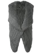 Yves Salomon Sleeveless Open-front Fur Jacket, Women's, Size: 38, Grey, Rabbit Fur