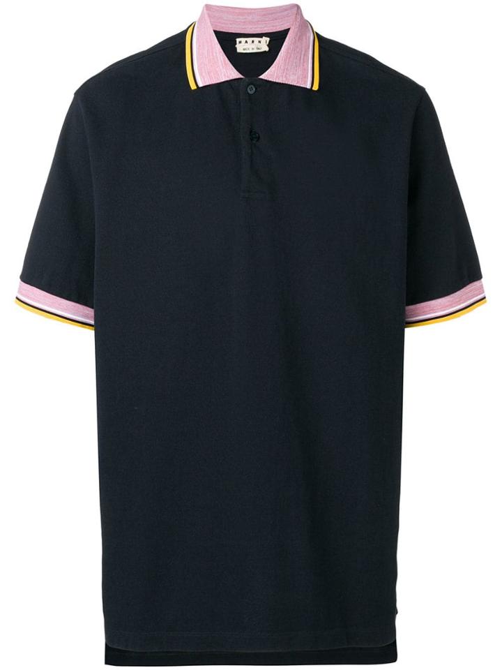 Marni Striped Trim Polo Shirt - Blue