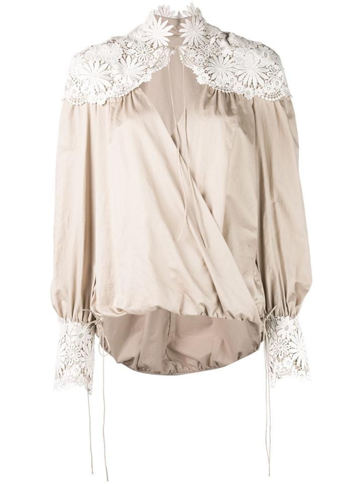 Rosie Assoulin Floral Embroidered Details Blouse - Neutrals
