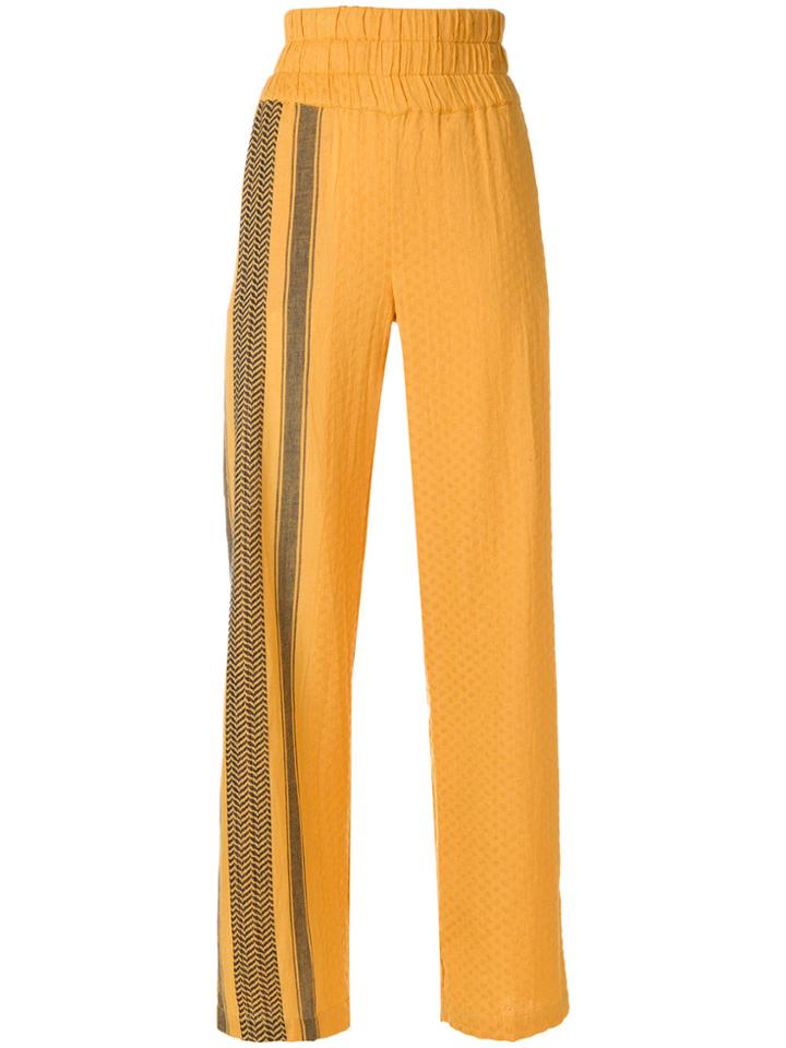 Cecilie Copenhagen Wide-leg Patterned Trousers - Yellow & Orange