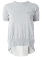 Sacai Knitted Cupro Insert Top, Women's, Size: Medium, Grey, Cotton/polyester/cupro