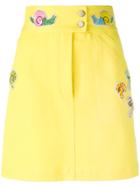 Olympia Le-tan Beaded Patch Fitted Skirt - Yellow & Orange