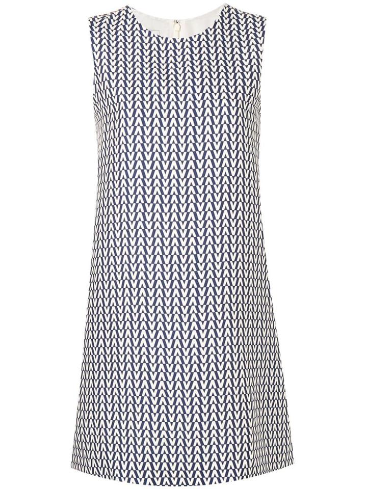 Valentino V Print Dress - Blue