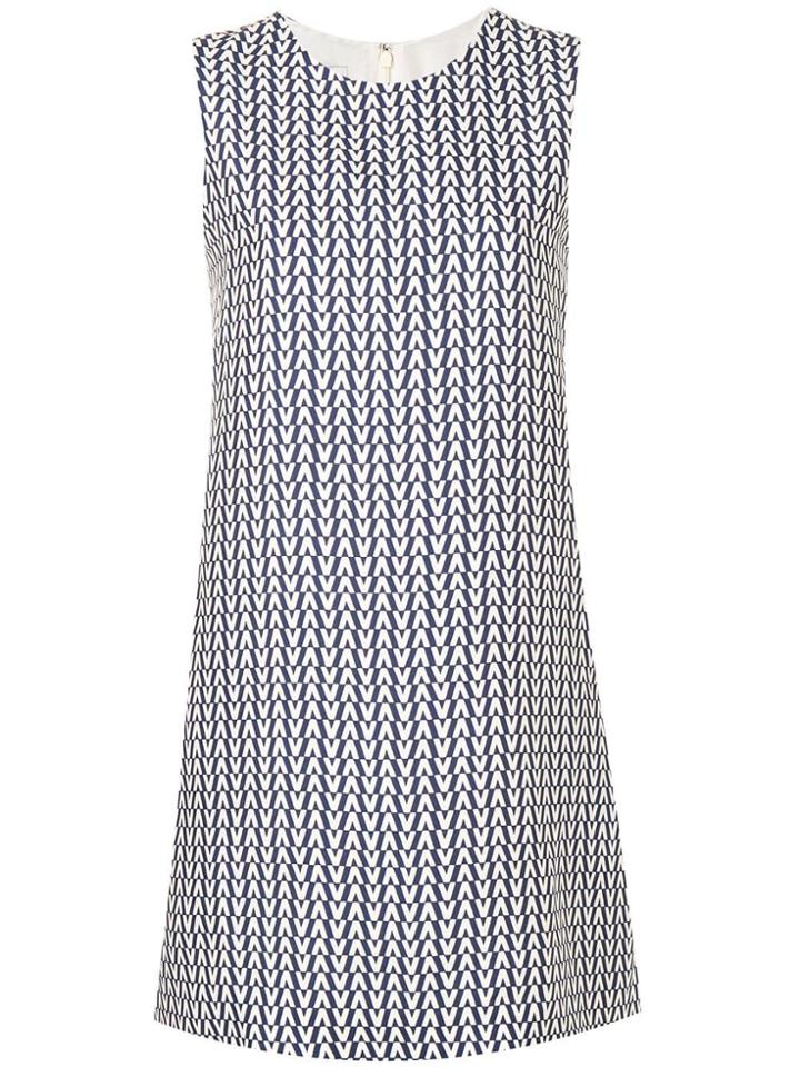 Valentino V Print Dress - Blue