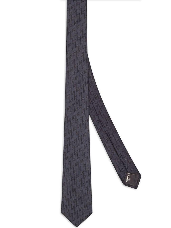 Fendi Ff Motif Silk Tie - Blue