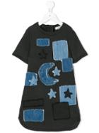 Stella Mccartney Kids - Denim Dress With Patches - Kids - Cotton/polyester/spandex/elastane - 8 Yrs, Black