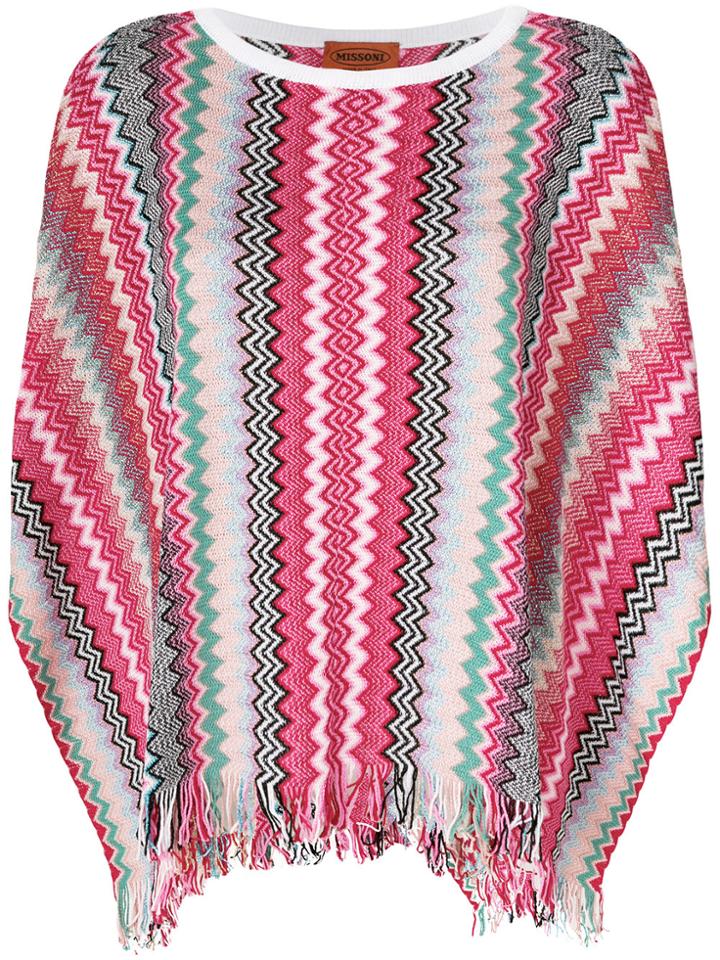 M Missoni Knitted Patterned Poncho - Multicolour