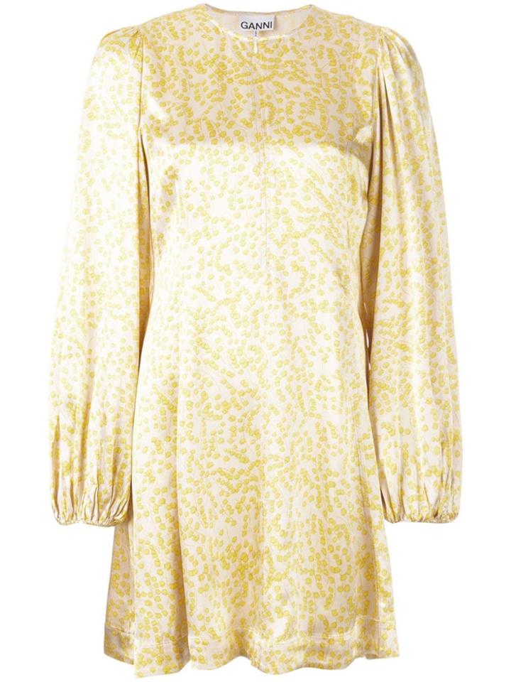 Ganni Floral Print Mini Dress - Yellow