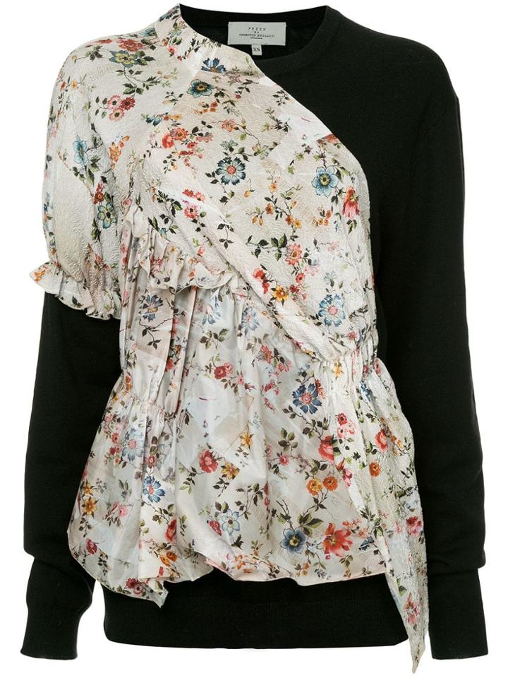 Preen By Thornton Bregazzi Floral Print Panel Jumper - Black