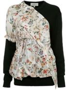 Preen By Thornton Bregazzi Floral Print Panel Jumper - Black