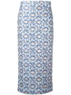 Rochas - Floral Jacquard Midi Skirt - Women - Silk/cotton/polyamide/polyester - 40, Women's, Blue, Silk/cotton/polyamide/polyester
