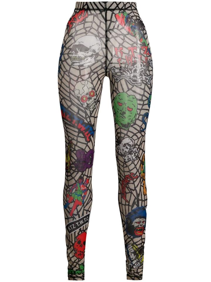 Ktz Death Metal Spider Web Leggings - Neutrals