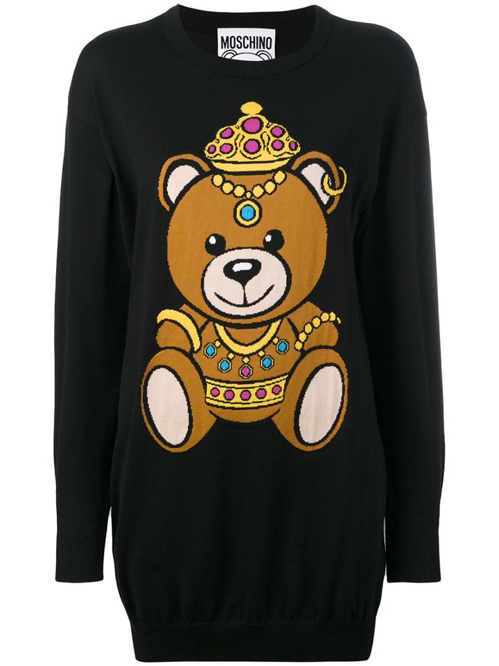 Moschino - Royal Bear Knitted Dress - Women - Cotton - M, Black, Cotton