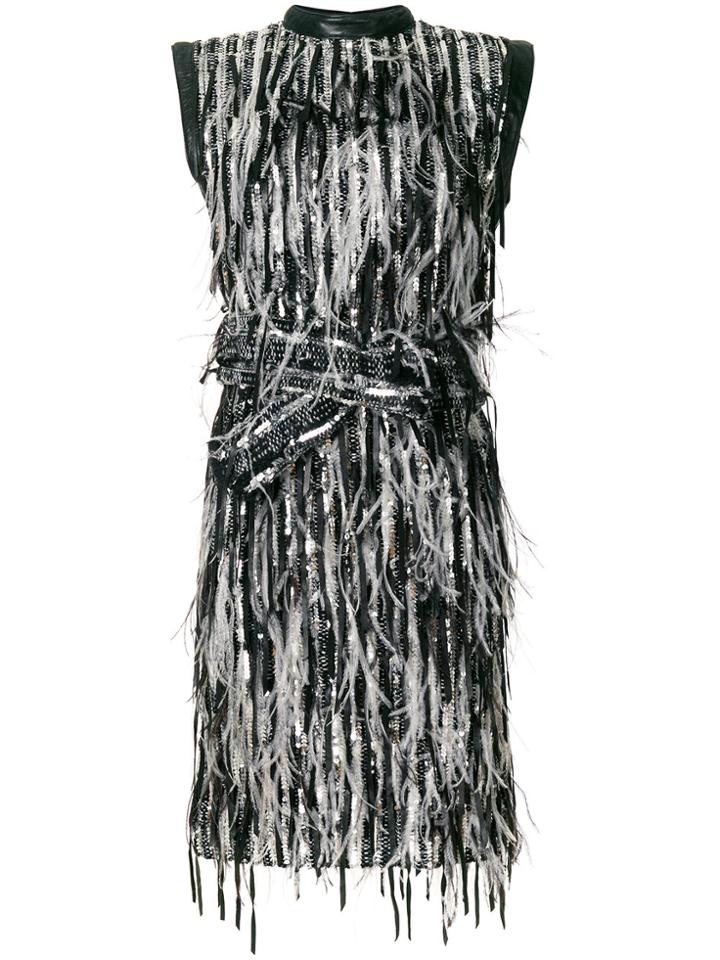 Christian Dior Vintage Sequinned Feather Dress - Black
