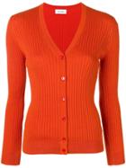 Courrèges Rib Knit Fitted Cardigan - Yellow & Orange