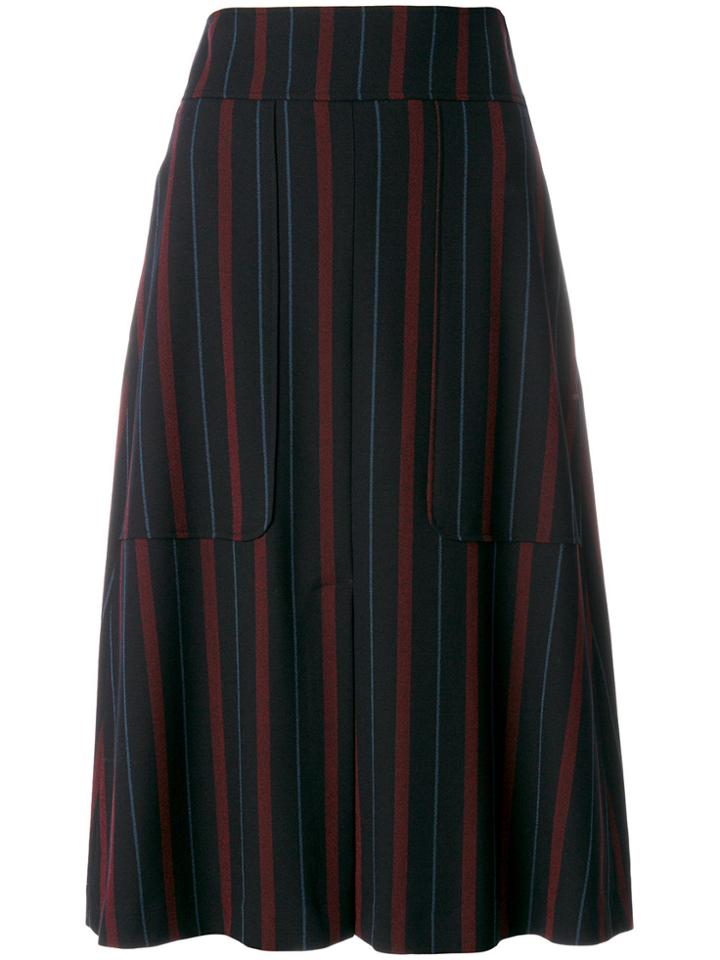 See By Chloé Pinstriped Midi Skirt - Blue