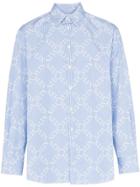 Valentino Logo Grid Print Cotton Shirt - Blue