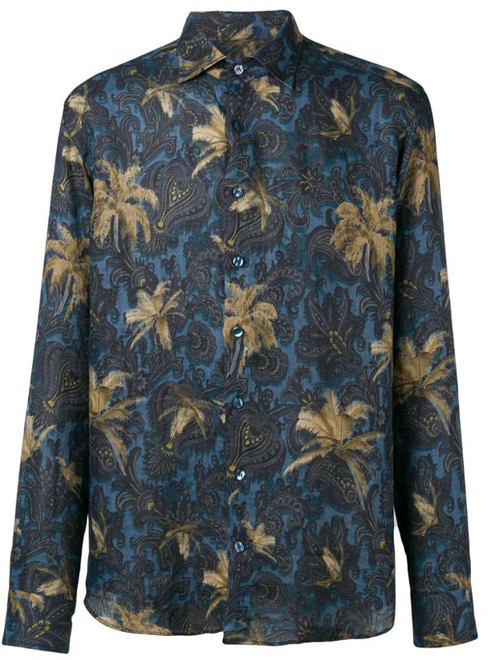 Etro Paisley Palm Print Shirt - Blue